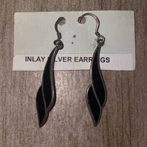 Vintage Sterling Silver Black Inlay earrings